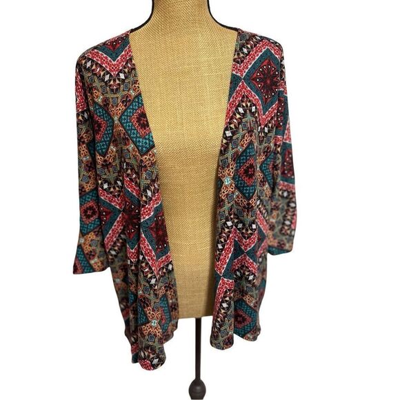 Lularoe Tracy Cocoon Cardigan Size Medium Open Front Western Print Aztec Vibrant - Picture 1 of 13